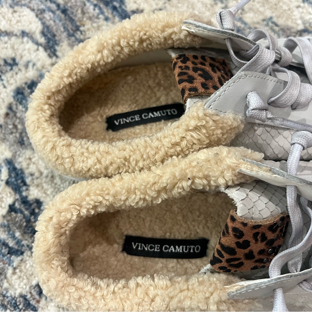 NEW Vince Camuto Madrista leather slip on sneakers with faux shearling. … - Picture 3 of 8